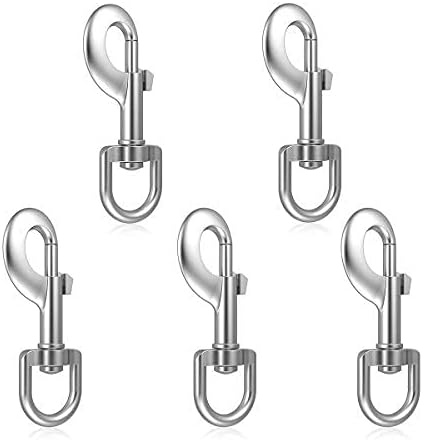 360° Swivel Trigger Snap Hook Dog Clip Hook for Pet Dog Cat Leashes Bag Clips Keychains Leather Craft Products Outdoor Camping Hiking Stainless Steel Snap Hook for Pet Supplies Pack of 5