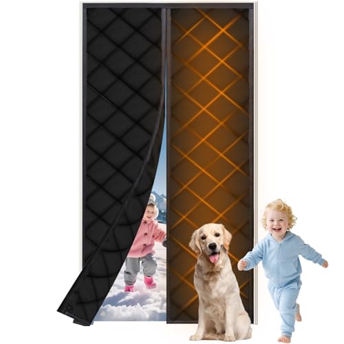 Rideau de Porte Magnétique Isolant Thermique Hiver Anti Froid Isolation Rideau Porte Avec Magnétique Sans Perçage Coupe Froid Isolation Phonique Imperméable Coupe vent(100 * 210cm)