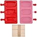 Mirenlife 3 Cavities Silicone Cute Ice Pop Mold with Lid, Ice Cream Bar Mold Popsicle Molds DIY Ice Cream Maker with 20 Wooden Sticks (Oval)