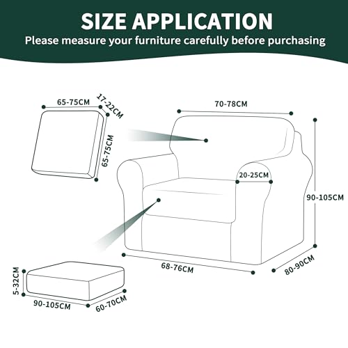 CHUN YI 3 Pieces Stretch Sofa Cover 1 Seater with One Separate Cushions and Backrests Stylish Jacquard Spandex Fabric Sofa Slipcover for Living Room Furniture Protector(1 Seater,Camel - Image 3