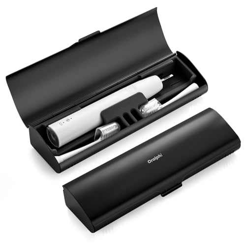 Oralphi Alu-Elektrische Zahnbürste Etui 2-in-1 Elektrische Zahnbürste Reiseetui für Oral B/Philips und die meisten elektrische zahnbürsten Herausnehmbare Silikon-Einlage Reise-Essentials - Schwarz