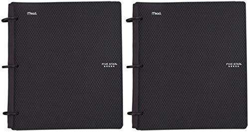 Five Star Flex Hybrid NoteBinder, 1 Inch Binder with Tabs, Notebook and 3 Ring Binder All-in-One, Black (72009) 2 Pack