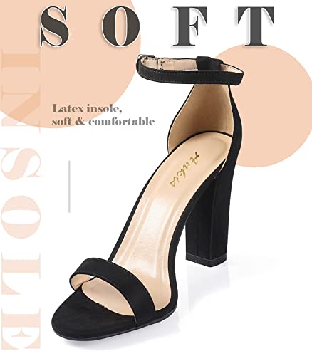 Ankis Nude Black White Heels for Women Open Toe Ankle Strap High Heel Sandals Party Wedding Strappy Buckle Sandals Standard Size 4 Inches Tall High Heel Design4