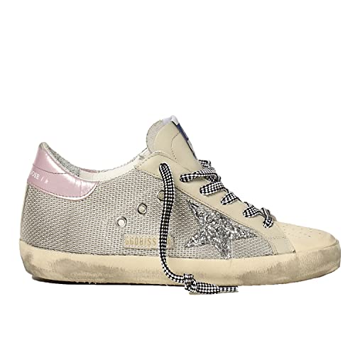 Golden Goose Super-Star Net Upper PVC Hole Toe Glitter Star Laminated Heel Womens Sneaker GWF00101.F001611.81152-38 Grey