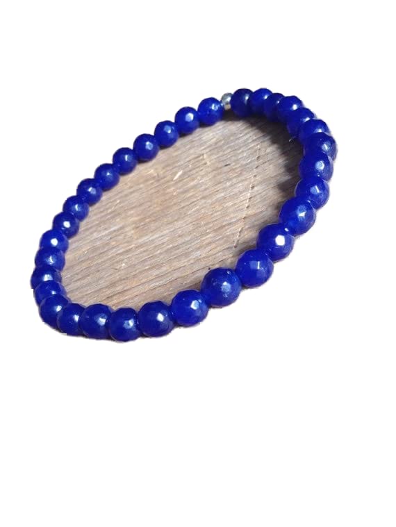 Bracelet en agate bleue 6mm LKBEADS gourmette extensible de 7 pouces pour homme et femme
