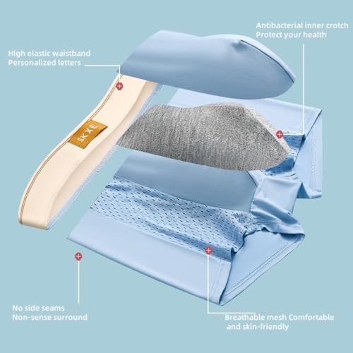 Hello Mesh Mens Underwear, Low Rise Boxer Briefs for Men, Mens Ice Silk Breathable Trunks, Multipack3