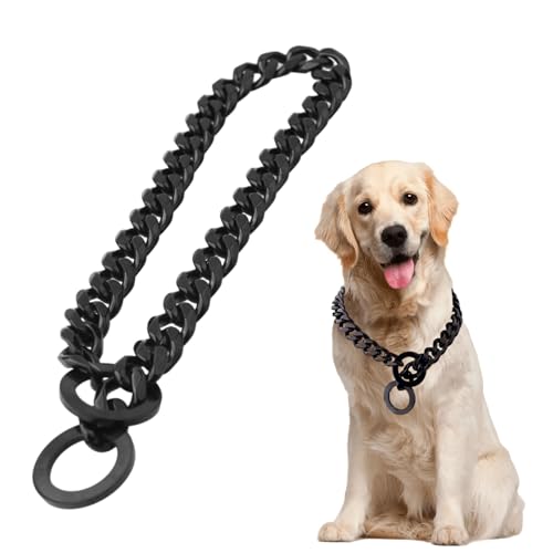 Collier en chaîne pour chien noir en acier inoxydable robuste de 34 pouces