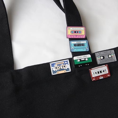 6PCS Vintage Tapes Enamel Pins Bulk, Cartoon Cute Cool 90's Vibes Lapel Backpack Hat Pin Set, Decorative Crooches Button for Jeans, Jackets, Bags, Dress, Shoes4