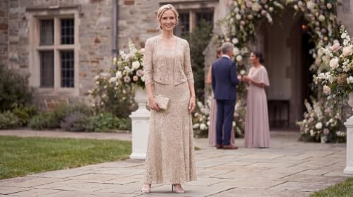 Image of Alex Evenings Women's Long Lace Jacket Dress
