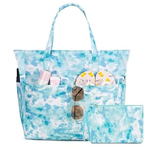 Extra Large Beach Bag Waterproof Sandproof Women Beach Tote with Zipper & Wet Compartment for Pool Gym Grocery Travel