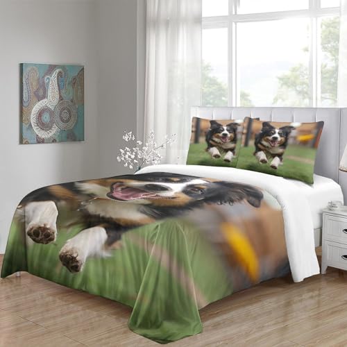 Housse de couette microfine fermeture éclair drap lit simple berger - 5
