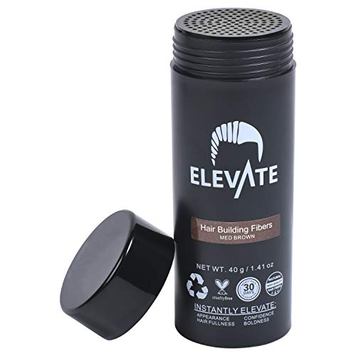 ELEVATE Hair Fibers 100% Natural Keratin Hair Fibers Instantly Thickens Thinning or Balding Hair for Men and Women - Natural Hair Loss Concealer (40 Gram, Medium Brown)