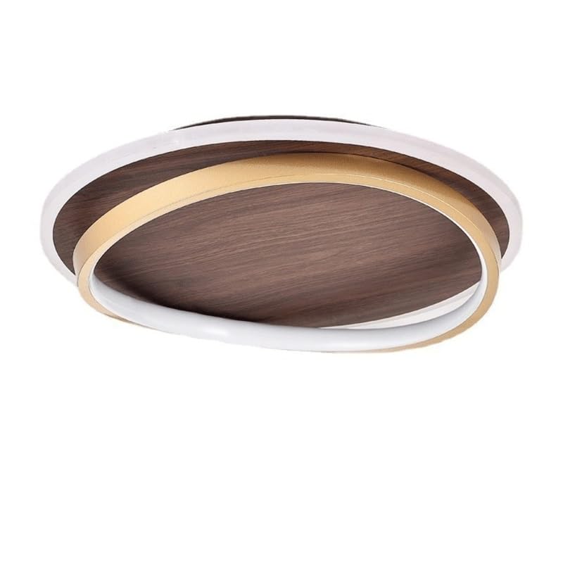 Plafonnier LED dorée en bois de noyer et acrylique au design semi-encastré raffiné