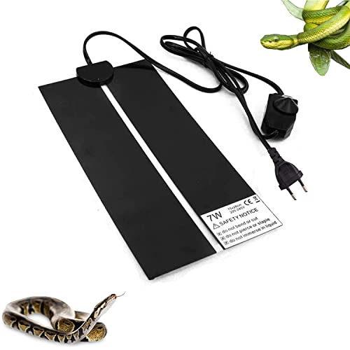XIEHUZA Tapetes Térmicos para Terrarios, Manta Calefactora para Reptiles con Temperatura Ajustable para Tortuga, Serpientes, Lagartos, Geckos, Arañas Reptiles (7W)