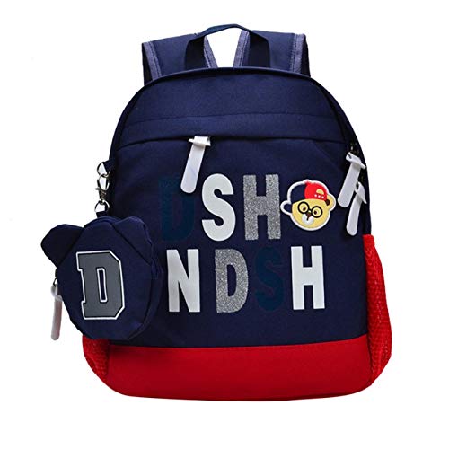 Precioso patrón Impreso de Dibujos Animados Mochilas para niños Mochila Escolar de jardín de Infantes Tela oxfoed Bolso de Hombro Impermeable para niños pequeños (Azul Oscuro) ESjasnyfall