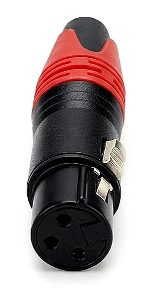Female XLR Connector Jack, Heavy Duty Professional Audio Microphone Cable Adapter, Black & Red,-image-4