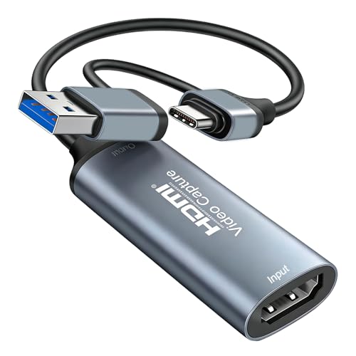 Carte d'acquisition vidéo, Carte de Capture de Jeu, 4K HDMI vers USB Carte de Capture, Adaptateur HDMI Cartes de Capture Audio Vidéo, pour vidéo, Jeux,...
