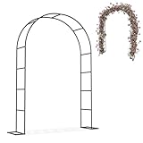 LZQ Rosenbogen Hochzeitsbogen aus Metall 240 cm hoch Torbogen für Gartenfeier & Trauung Dekorativer Rankbogen für Kletterrosen & Blumen, Pulverbeschichteter Gartenbogen, Schwarz