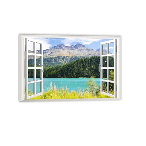 Fenêtre de montagnes 3D tableau salon MOBYAT vue nature matin pour chambre zen