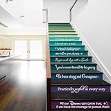 BATTOO Stairway Decals Sticker Inspirational Quotes Vinyl Wall Sticker for Stairs Staircase Decor Set 11 Family Decor Home Art Housewarming Gift up to 28' Wide and 4' Tall White