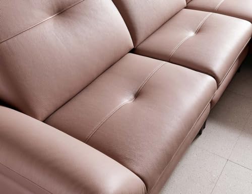 Image of Fabrique David Leatherette Look Light 4 Seater Sofa Set with Puffy Sturdy Pink | Luxury Comfortable Furniture Perfect for Home Guests Office & Living Room | Stainless Steel Legs