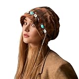 Hat for Woman Bohemian Beaded Tassel Corduroy Slouchy Hat (Brown)