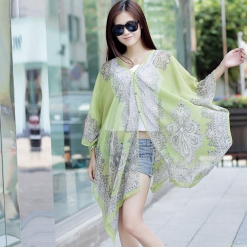French Sun Protection Shawl, Women's Lightweight Chiffon Breathable Thin Sheer Tops, Beach Sunproof Sleeve Shawl (Style 8,100CMX155CM)2