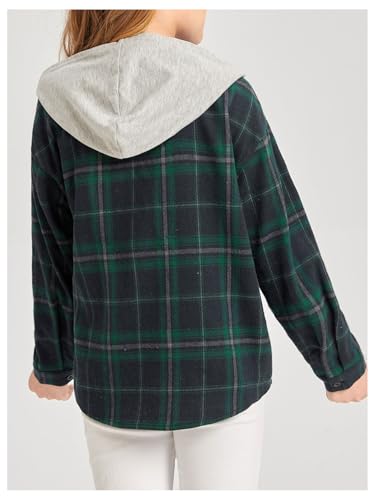 Milumia Girl's Plaid Button Down Jacket Hooded Neck Long Sleeve Casual Outerwear3