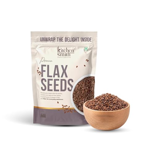 Image of KitchenSmith Flax Seeds - Pack of 3 (200gm Each) | A Nutrient-Dense Superfood For Boosting Energy | Skin Health & Weight Management | Boost Digestion | Supercharge Your Wellness With Natural Fiber