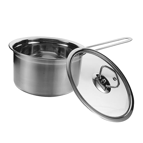 MOLUCKFU Household Stainless Steel Pot Thickened Soup Pot for Cooking Oatmeal and Soups Quick Heating Saucepan Lid for Induction and Gas Stoves