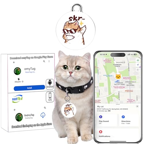 sotfkd Cat Tracker-Airtag Cat Collar-GPS Tracker for Cats-Pet Tracker | Android and iOS Universal | No Monthly Fee | No Charging Required | Waterproof | Works with Any Collar