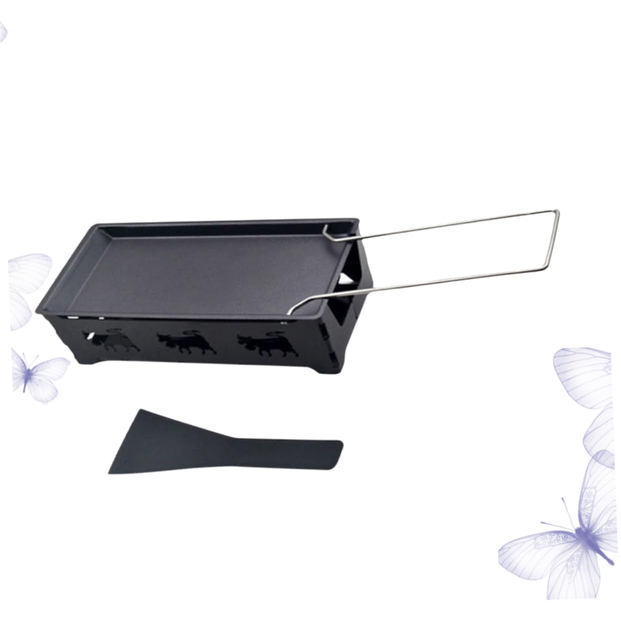 Garneck Cookware Set Non-stick Bakeware Mini Baking Trays Cheese Stove Rack Spatulas Camping Cookware for Fondue Outdoor Picnic