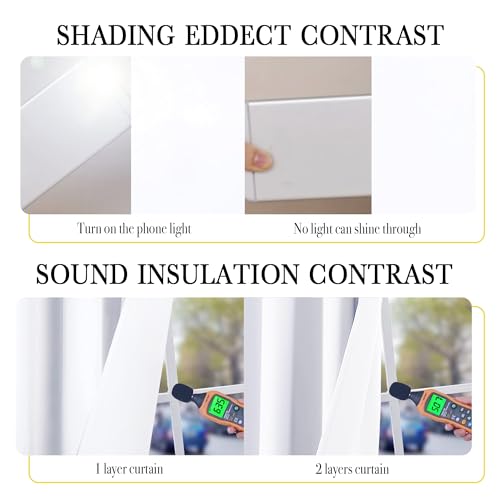 Image of NICETOWN Snow White Cold Reducing Blackout Curtains 84 inch Long, Full Light Blocking Drapes with Liner, Thermal Insulated Draperies for Hall, Villa (2 Pieces, 42 inch Wide Each Panel, Pure Snow White)