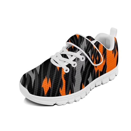 Howilath Cow Print Kids Sneakers for Boys Girls Athletic Walking Shoes with Single Buckle Tennis Shoes