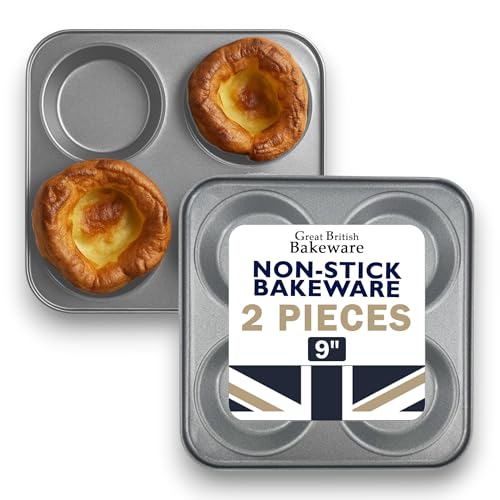 Samuel Groves 2X 4 Cup Yorkshire Pudding Tray Superior Long Life Double Coated Non Stick Made in England