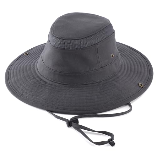 Image of Home Prefer UPF 50+ Wide Brim Sun Hat Mesh Crown Foldable Cotton Bucket Cowboy Hat for Men Safari Golf Fishing Beach Garden