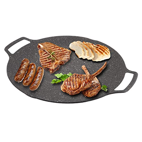 Griddle Plate for Gas Hob, Grill Pan, Round Teppanyaki Pan High Thermal Conductivity Aluminium Alloy Griddle Pan for Healthy and Delicious Cooking Universal Type 36cm
