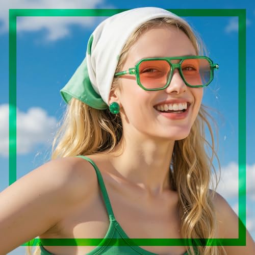 Retro Aviator Sunglasses for Women Men - 70s Trendy Square Vintage Shade Sun Glasses UV Protection2