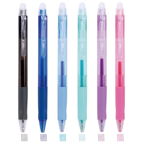 MOZXIRZ 6 bolígrafos gel borrables de colores 0.5 mm