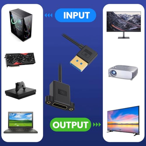Cable DisplayPort 1.4 macho hembra codo 8K alargador de panel ultrafino 6