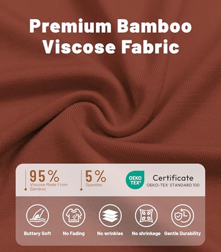 Image of NACHILA Nightgowns for Women-Viscose Made from Bamboo, V Neck Sleepshirts Short Sleeve Sleepwear Cool Nightshirt