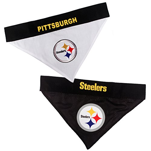 Pets First NFL Pittsburgh Steelers Reversible Bandana Size XX-Large for Dogs & Cats. 2 Sided Sports Bandana, Premium Embroidery Team Logo, Many NFL Teams Available