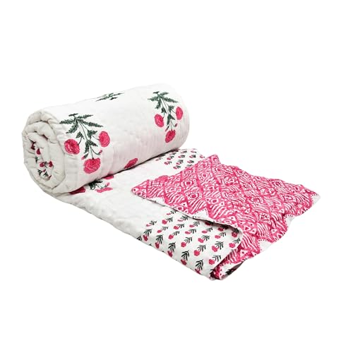 Image of BLOCKS OF INDIA Hand Block Printed Cotton King Size Quilt /Rajai | Design 47