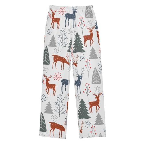 Boys' Pants Christmas Trees Reindeer Winter Long Bottoms Jogger Pants Elastic Waist Trousers with Pockets S-XL
