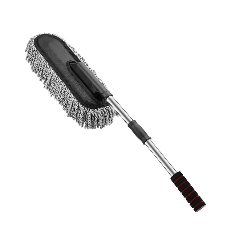 Oblivion Car Brush 1 Pc – Microfiber Long Retractable Flexible Cleaning Scratch-Free Head & Extendable Handle – Multipurpose Swivel Design Head for Dry & Wet Exterior & Interior Dust Remover Tool