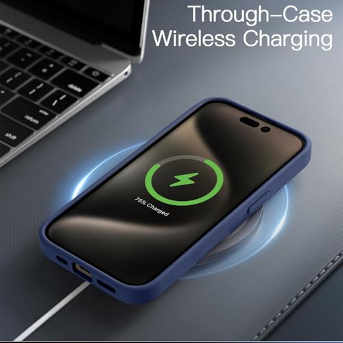 Image of KARWAN️ Hybrid Transparent iPhone 14 Plus Back Cover Case Compatibe with MagSafe | Shockproof Design |Camera Protection Bump | Transparent Back Cover Case for iPhone 14 Plus(PC, TPU | Blue Bumper)