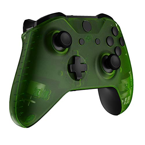 Image of eXtremeRate Transparent Clear Green Faceplate Side Rails for Xbox One Wireless Controller Model 1708, Replacement Front Housing Shell Panels for Xbox One X & One S Controller