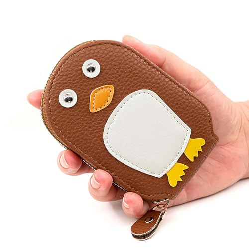 Cute Penguin PU Credit Card Coin Wallet, Cartoon Penguin Accordion Card Wallet, Portable Credit Card Holder Purse, Pocket Card Bag for Women and Men