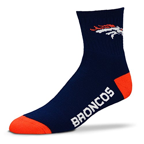 For Bare Feet NFL Denver Broncos Men's Team Quarter Socks, Large