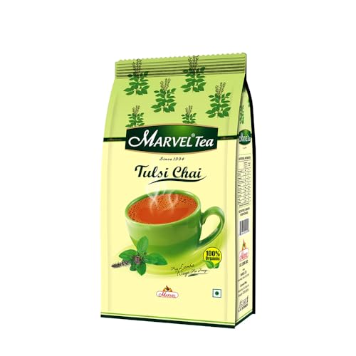 Image of Marvel Tulsi Tea 250gm, Classic Loose Tea, Handpicked Strong Healthy Kadak Chai with Basil From Assam & Darjeeling, Refreshing Aroma & Rich Taste